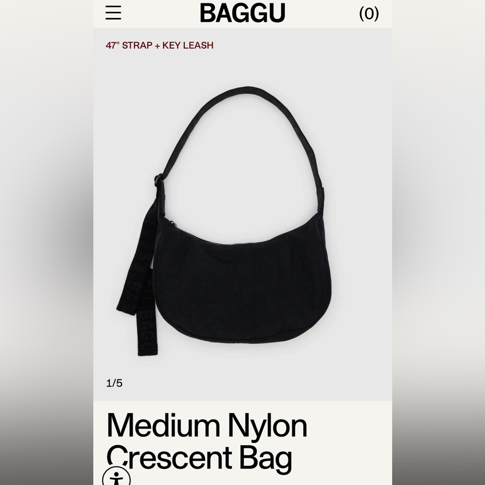 Baggu Black Medium Nylon Crescent Bag
